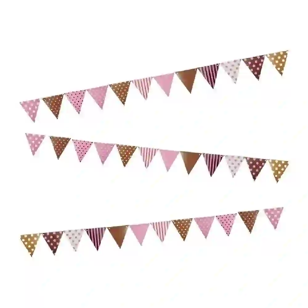 GulfDealz Double Sided Paper Pennant Bunting Banner with Polka Dot and Stripe Flags for Birthday Wedding and Baby Shower Party Decoration Multicolour