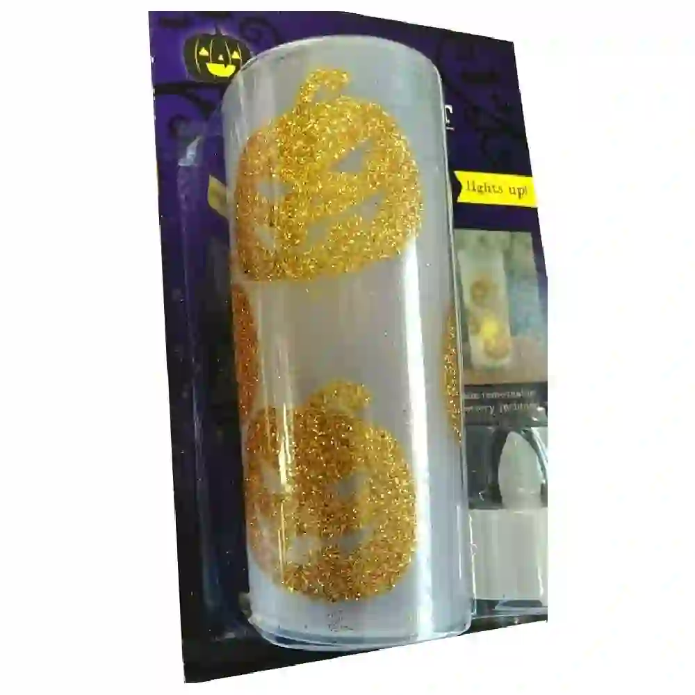 GulfDealz Halloween Glitter Pumpkin LED Tealight Candle Holder with Battery Operated Flameless Tealight Included Plastic Orange - Image 2