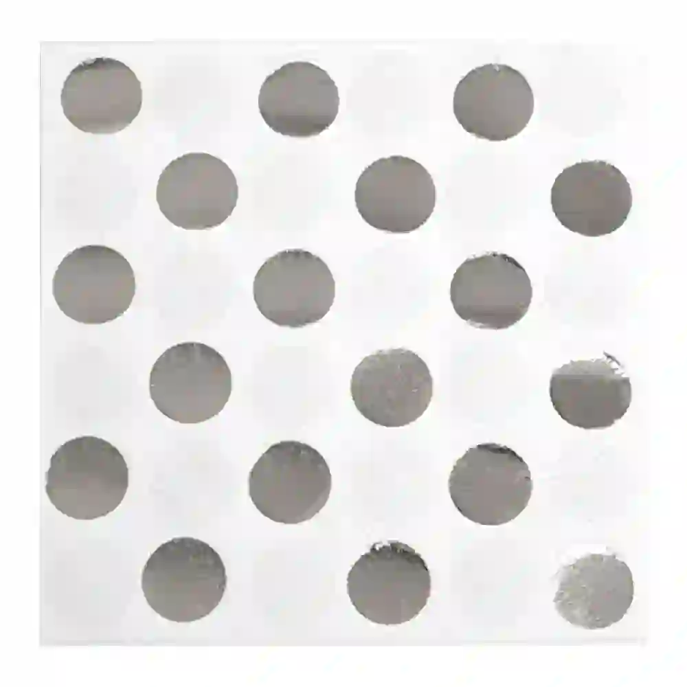 GulfDealz Holographic Silver Foil Polka Dot Party Napkins 2 Ply Paper Napkins with Foil Stamped Dots 5 x 5 Inch Pack of 16
