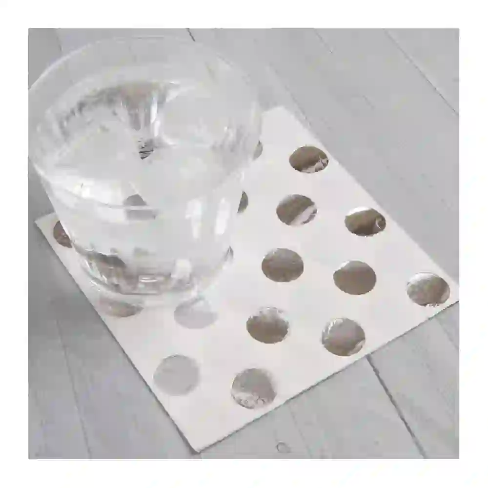 GulfDealz Holographic Silver Foil Polka Dot Party Napkins 2 Ply Paper Napkins with Foil Stamped Dots 5 x 5 Inch Pack of 16 - Image 2