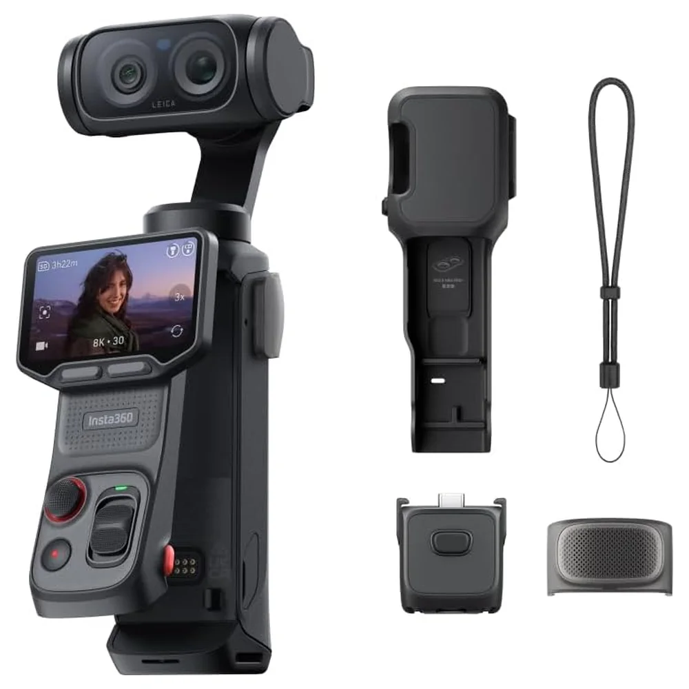 Insta360 Luna Ultra 8K Dual-Lens Gimbal Vlogging Camera with 1-Inch Sensor, 60mm Telephoto Lens, 15x Zoom and Detachable OLED Touchscreen, Cosmic Black