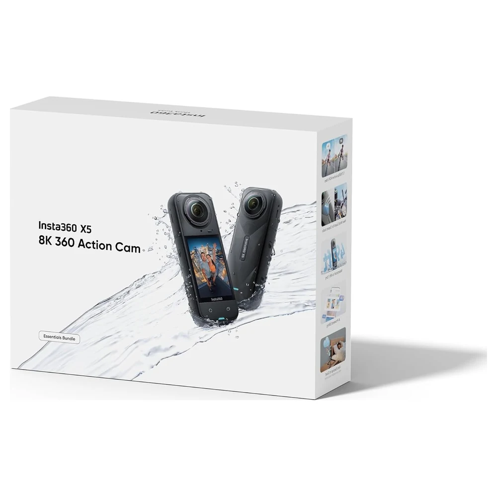 Insta360 X5 Essentials Bundle 8K 360 Action Camera with Extra Battery, Fast Charge Case, 114cm Invisible Selfie Stick, Lens Guards and Carry Case - Image 3