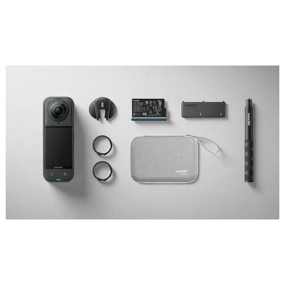 Insta360 X5 Essentials Bundle 8K 360 Action Camera with Extra Battery, Utility Fast Charge Case, Selfie Stick, Lens Guards and Carry Case, Black - Image 4