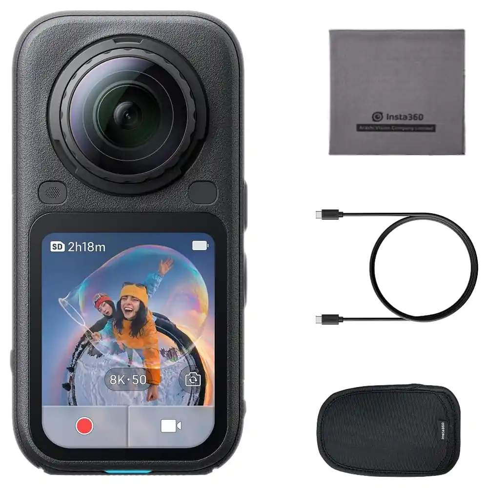 Insta360 X6 8K 360 Action Camera with Dual Square Sensors, Triple AI Chip, 10-bit Colour and 2600mAh Xtreme Battery, Midnight Black