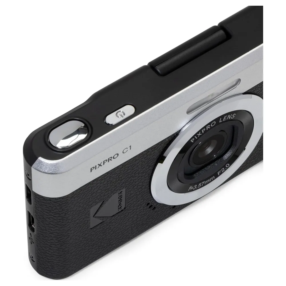 KODAK PIXPRO C1 Compact Digital Camera with 13MP CMOS Sensor, 26mm F2.0 Lens, 2.8-Inch 180-Degree Flip Screen, Full HD Video and Built-In Rechargeable Battery, Black - C1 - Image 5
