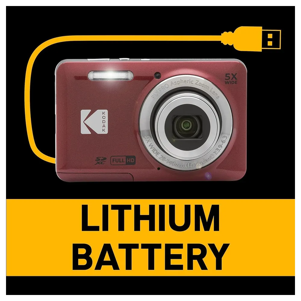 KODAK PIXPRO FZ55 Friendly Zoom 16MP Digital Camera with 5x Optical Zoom, 28mm Wide-Angle Lens, 1080p Full HD Video and 2.7 Inch LCD, Red - FZ55 - Image 4