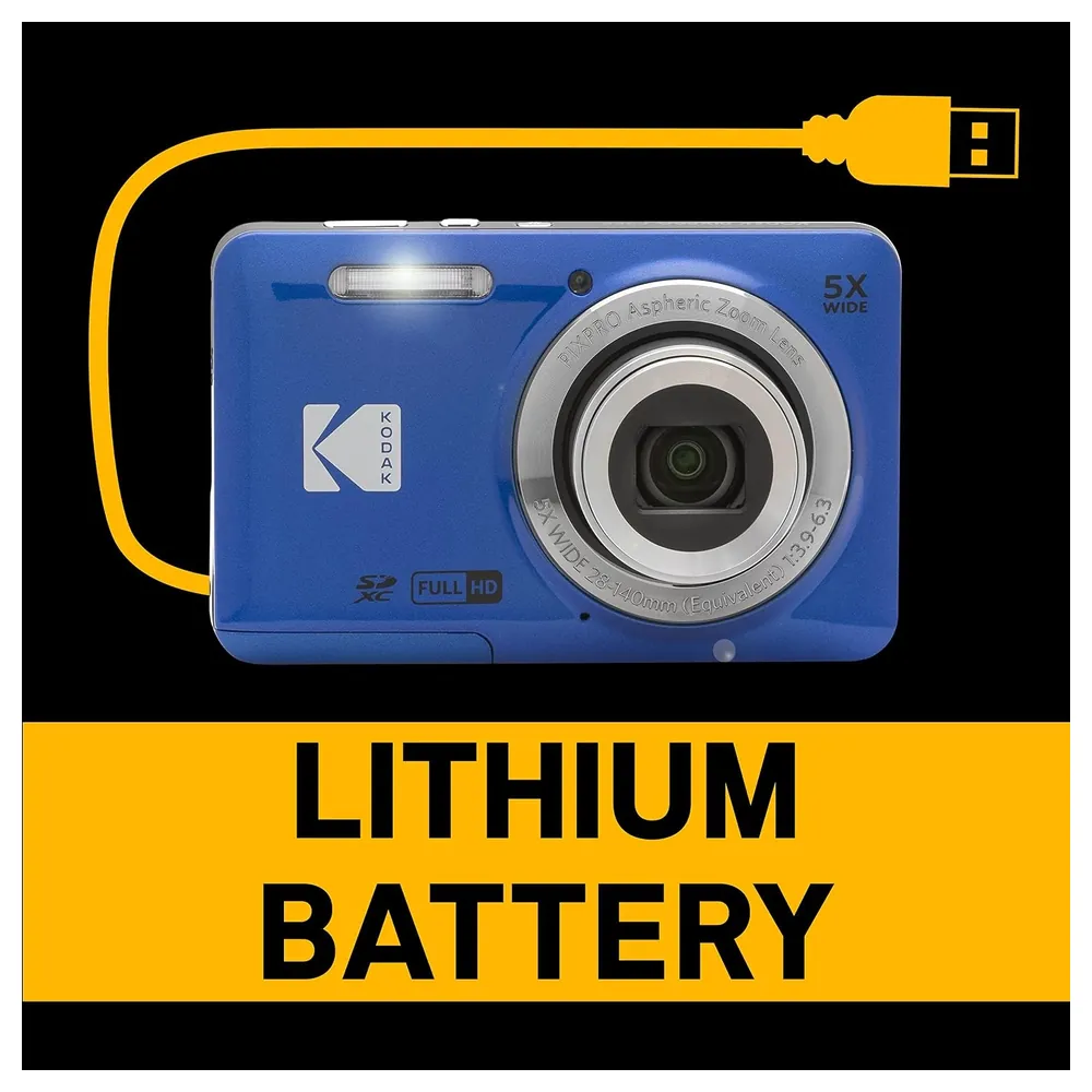 KODAK PIXPRO FZ55 Friendly Zoom Digital Camera, 16MP CMOS Sensor, 5x Optical Zoom, 28mm Wide Angle Lens, 1080p Full HD Video, 2.7 Inch LCD, Blue - FZ55 - Image 6