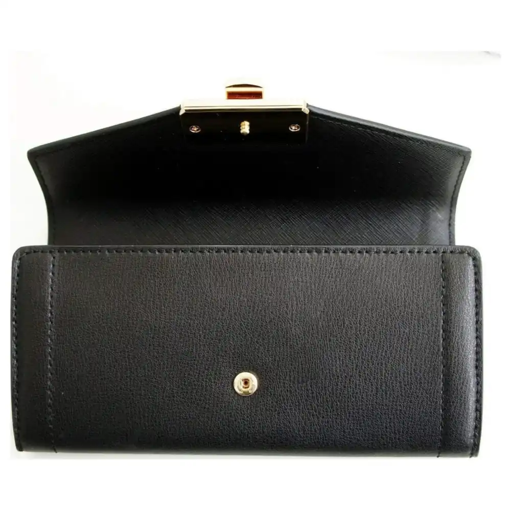 Michael Kors Kinsley Women's Carryall Flap Wallet in Black Leather with Gold-Tone Signature Turn-Lock and Envelope Flap - 35S9GYKE3L - Image 4
