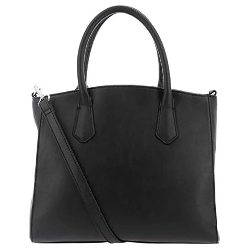 Nine West Women's Structured Satchel Bag in Black Leather with Dual Top Handles, Removable Crossbody Strap and Silver-Tone Hardware - Image 2
