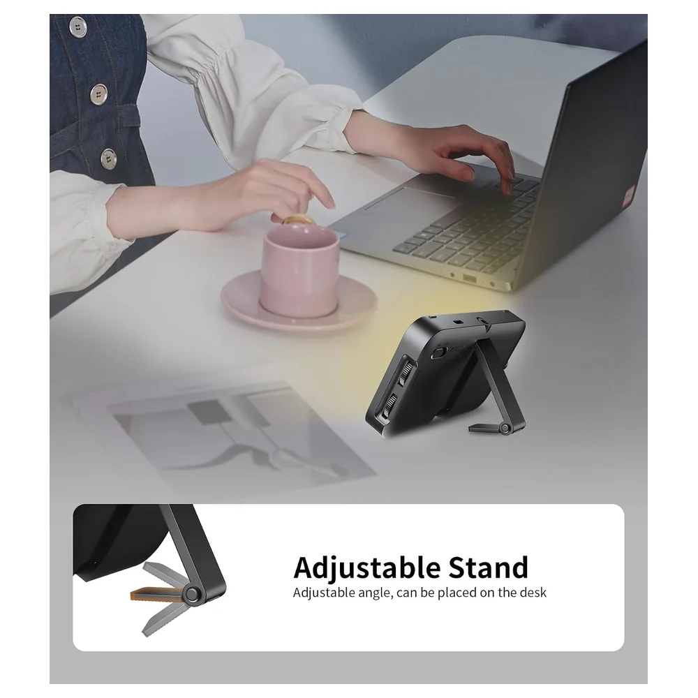 TONEOF 96 LED Rechargeable Selfie and Video Light with Soft Diffuser, Clip, Cold Shoe Mount and Built-In Stand for Phone, Tablet, Laptop and Camera, Black - Image 4