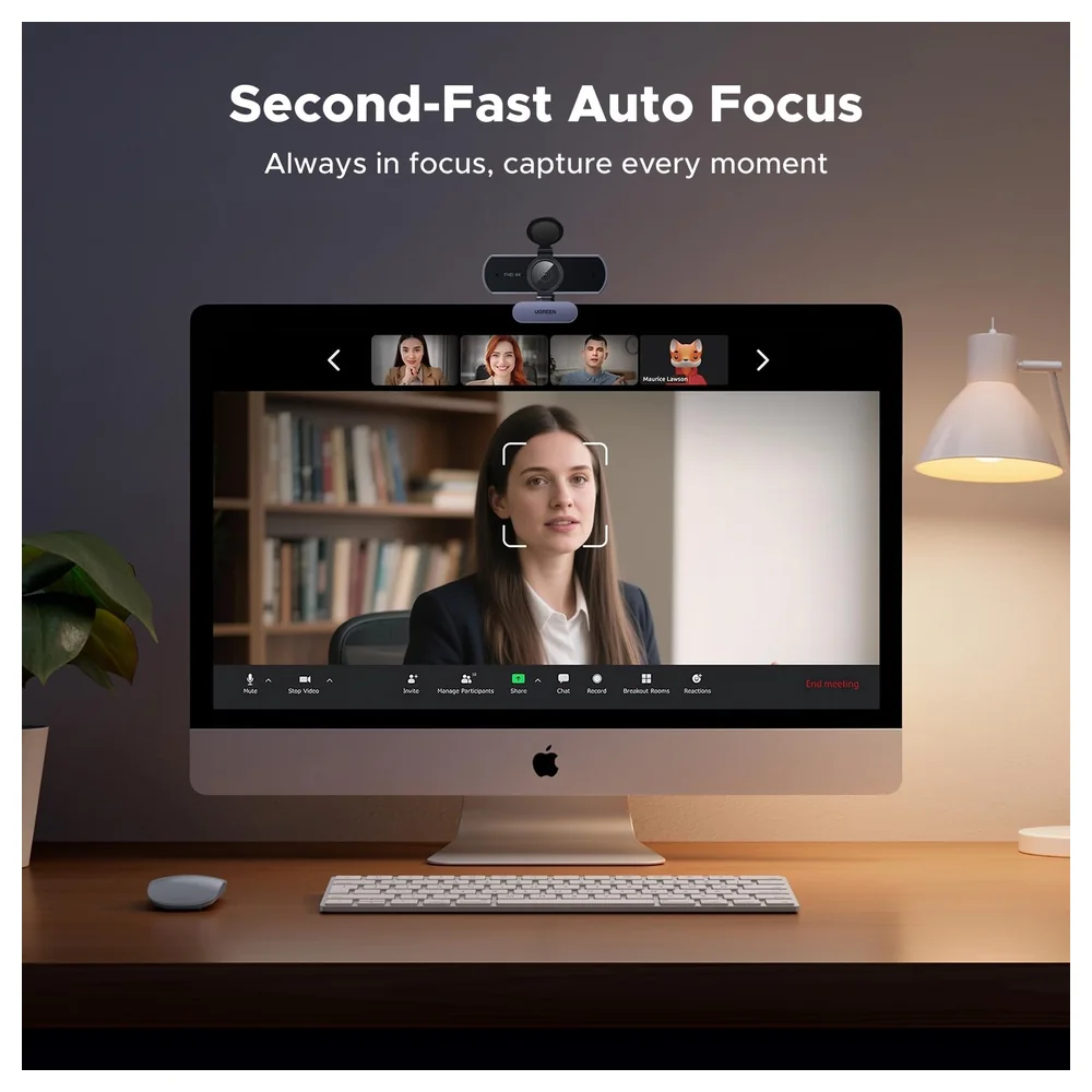 UGREEN 4K Webcam with 8MP CMOS Sensor, PDAF Autofocus, Dual Noise-Cancelling Microphones, Privacy Cover and USB-A to USB-C Adapter for Laptop and PC, Grey - 65381 - Image 4