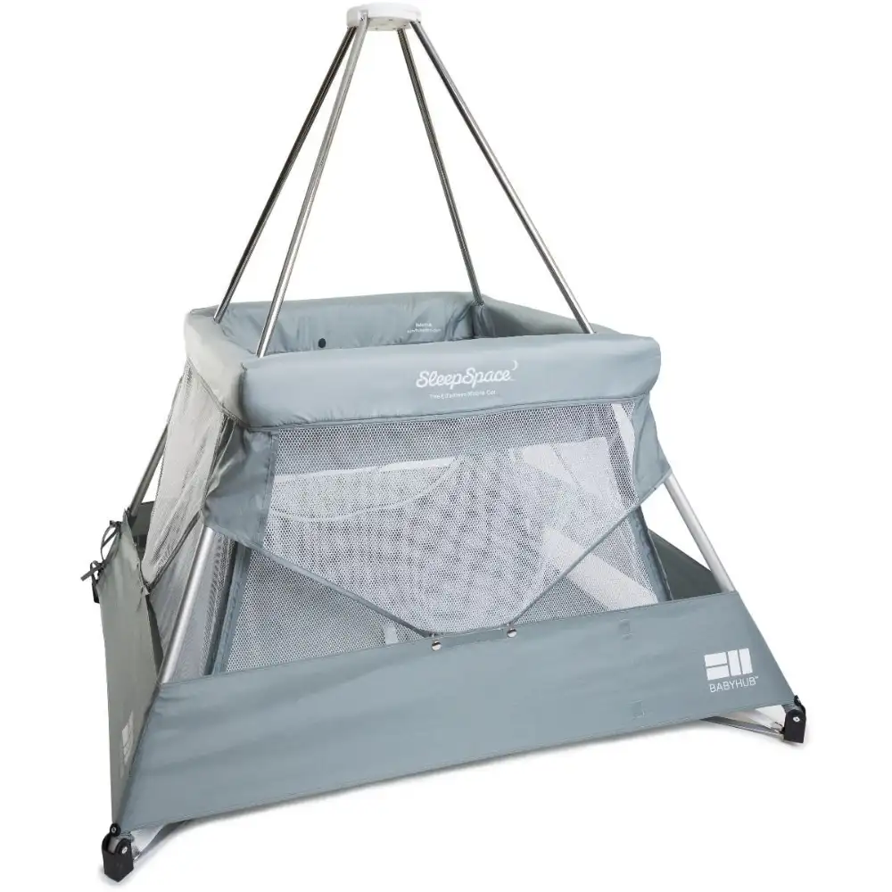 BabyHub SleepSpace Baby Bed, Portable Infant Sleeping Space, Compact Design for Everyday Use, 0 Months and Above, Pebble Grey - COT37GRY