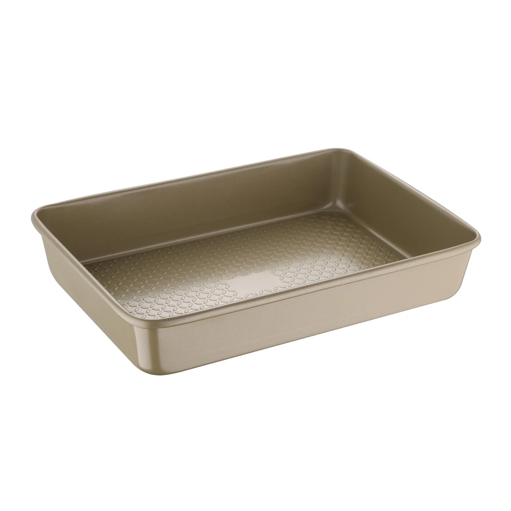 Bergner BakeRight Pro Non-Stick Carbon Steel Rectangular Roasting Tin with Raised Sides, Gold - BG37065GD
