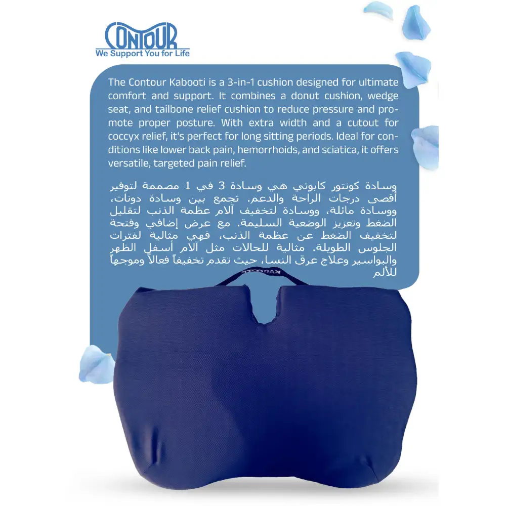 Contour 3-in-1 Seat Cushion, Tailbone Relief and Posture Support, Wedge Design, Coccyx Cut-Out, Ideal for Lower Back Pain, 16.75 x 15.5 x 3 inch, Blue - 30-751RB - Image 8