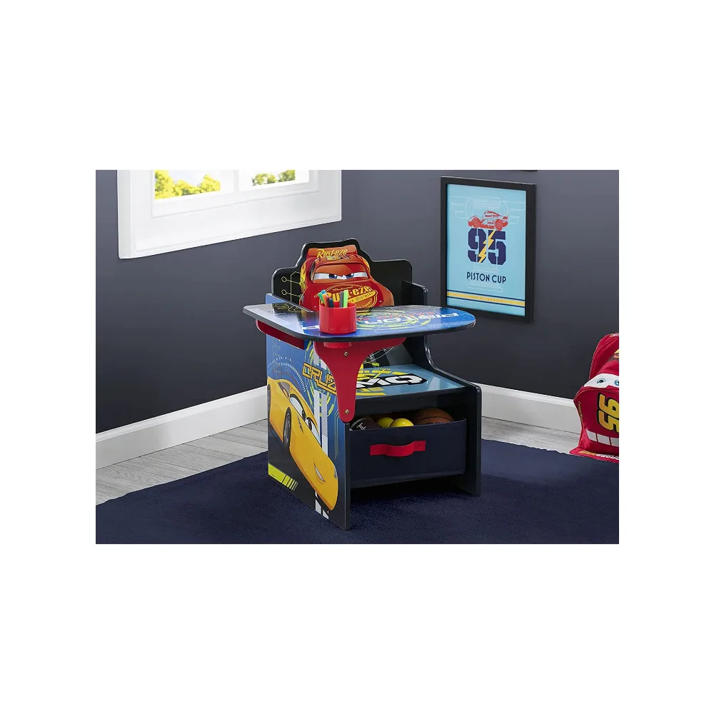 Delta Children Kids Chair Desk with Storage Bin Disney Cars Lightning McQueen Graphics, Engineered Wood Fabric Build - TC83546CR-1014 - Image 2