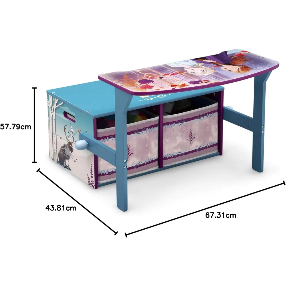Delta Children Kids Convertible Activity Bench Storage Desk with Frozen 2 Elsa Anna Graphics, Engineered Wood Fabric Build, Holds 22.67 Kg, Playroom Bedroom Furniture, Disney Frozen II - TB87220FZ - Image 4