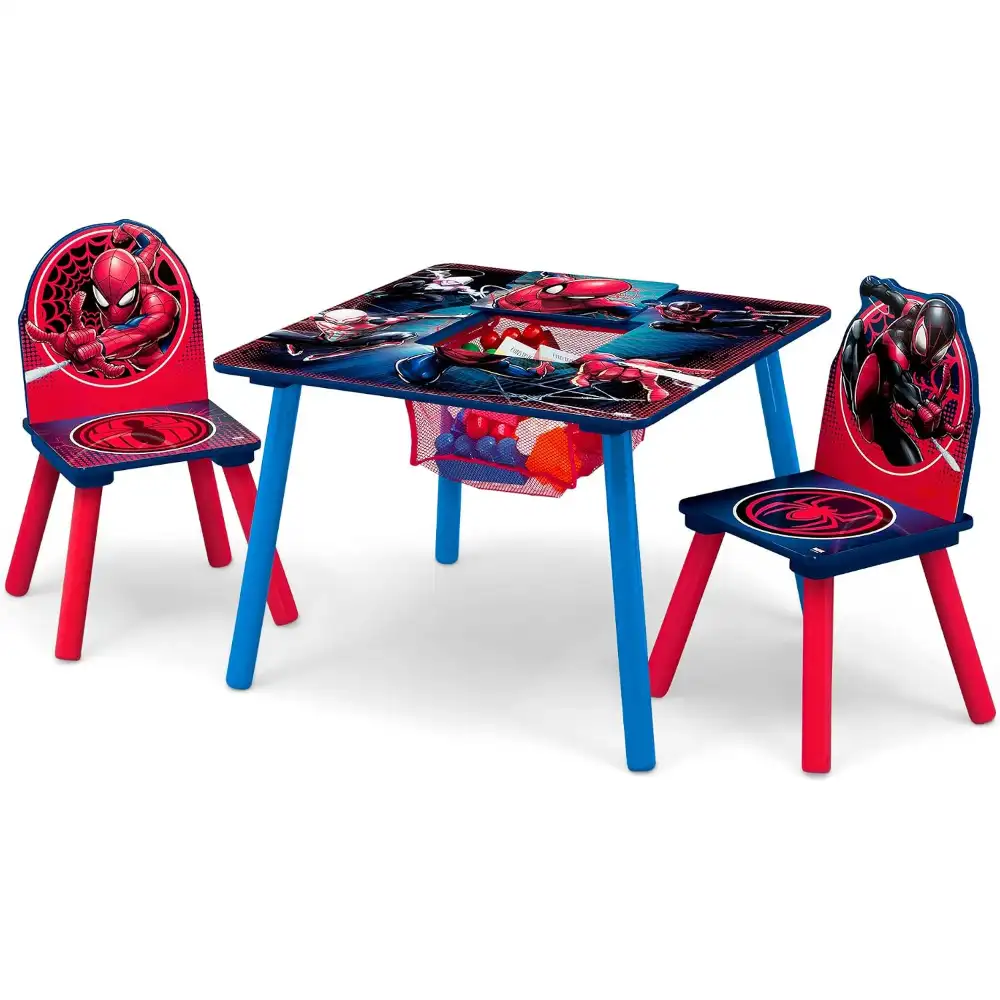 Delta Children Kids Table and 2 Chair Set with Storage, Spider Man Wooden Activity Table, Built In Toy Organizer, Play Study Craft Furniture, Pink - TT87429SM-1163 - Image 2
