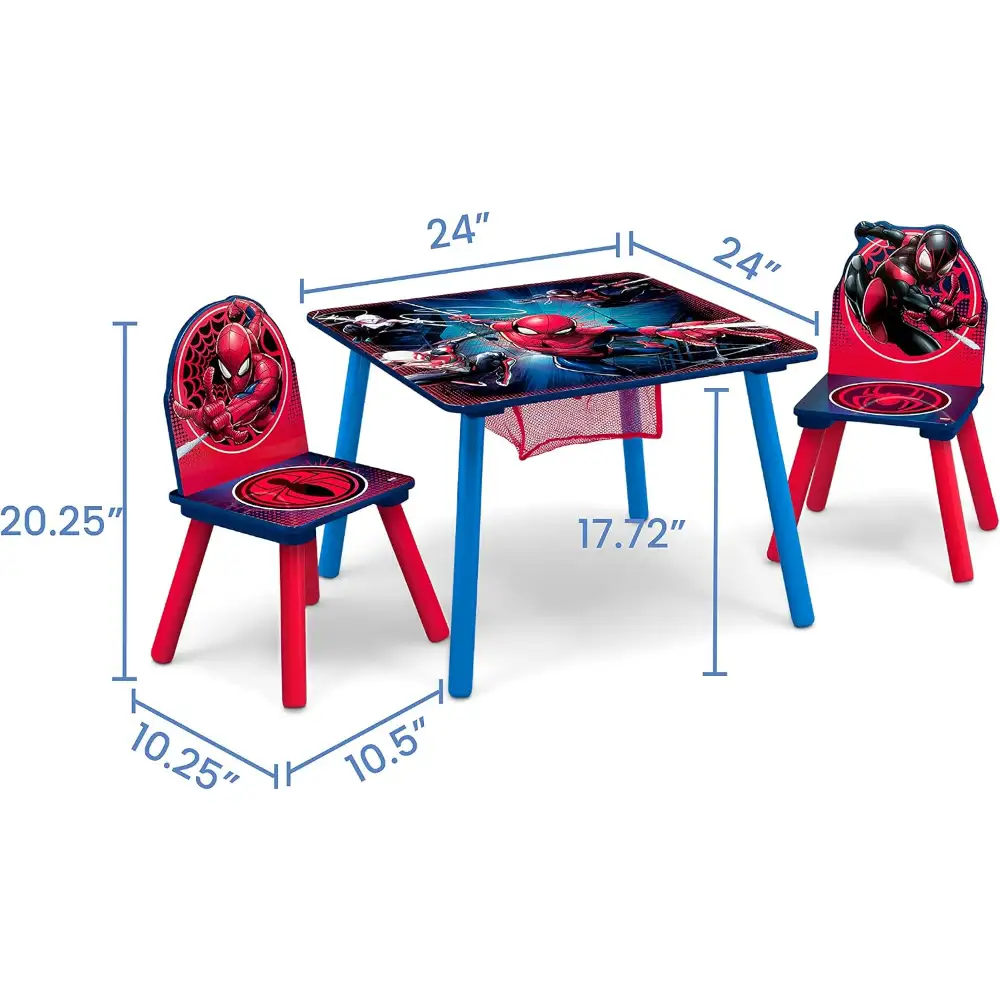 Delta Children Kids Table and 2 Chair Set with Storage, Spider Man Wooden Activity Table, Built In Toy Organizer, Play Study Craft Furniture, Pink - TT87429SM-1163 - Image 6