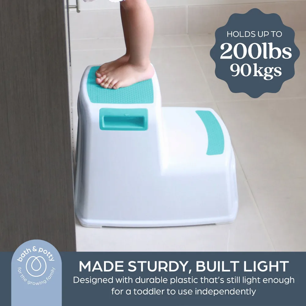 Dreambaby 2-Up Toddler Step Stool, Slip Resistant, Non-Slip Rubber Inserts and Textured Steps, Non-Toxic BPA Free PP, 26 x 33 x 36 cm, 18 Months and Above, White and Aqua - F685 - Image 5