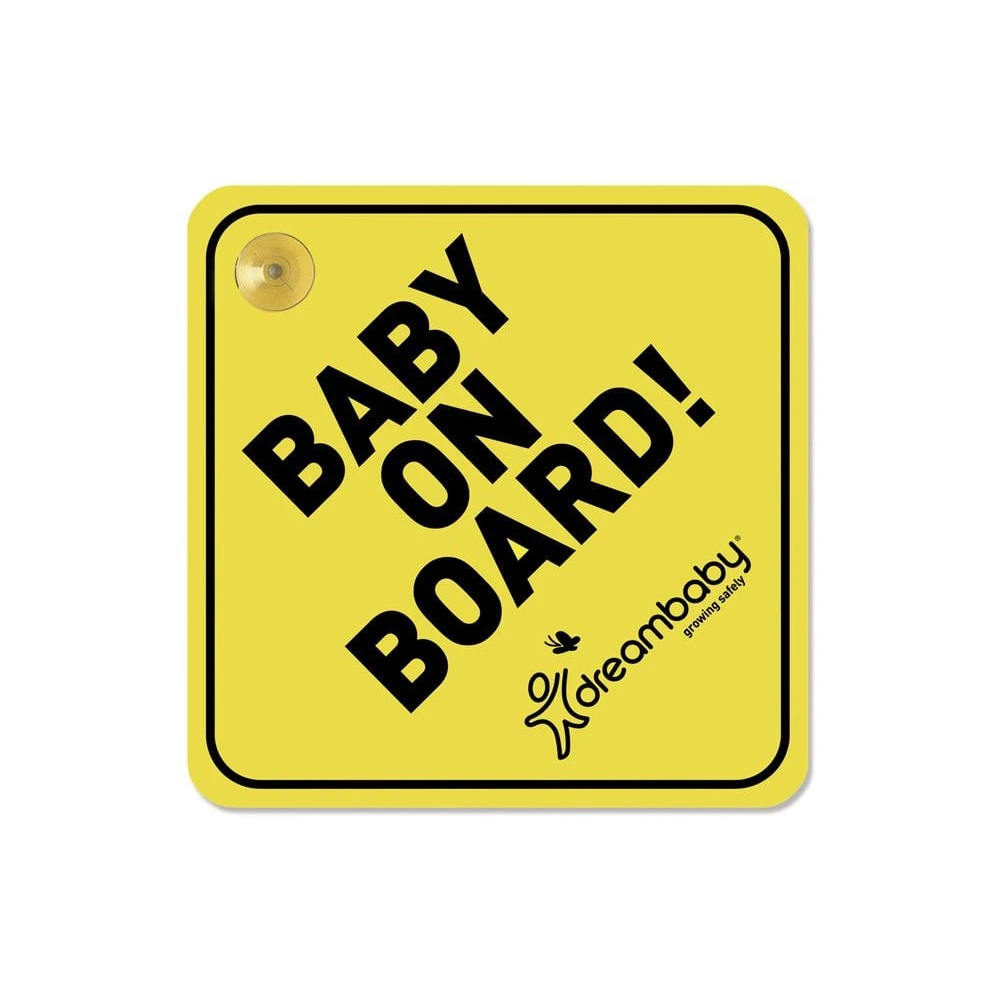 Dreambaby Baby on Board Sign, Vehicle Safety Display, Alerts Other Drivers That a Baby Is Travelling in the Car, Easy to Display, Family Car Accessory - F211