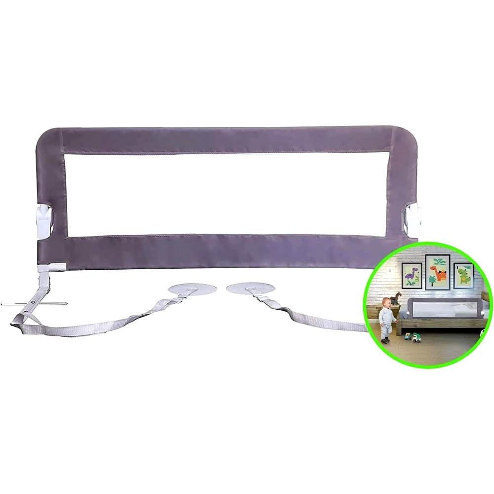 Dreambaby Phoenix Bed Rail, Extra Wide 110 cm, Extra Tall 45.5 cm, Removable Machine-Washable Cover, Fold-Down Side, Fits Flat and Slat Bed Bases, 3 Months and Above, Grey - F761