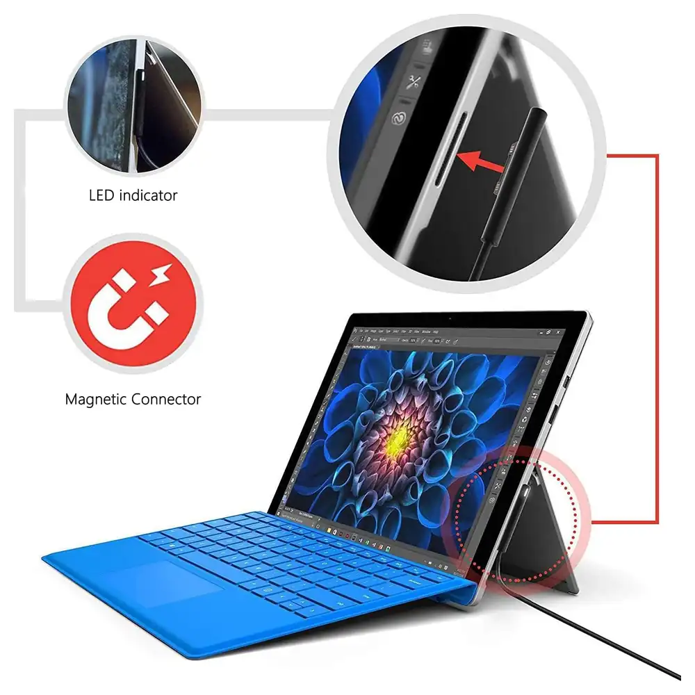 eWINNER 1.8m Surface Connect to USB-C Charging Cable, 15V 3A PD Charging with LED Indicator for Microsoft Surface Pro, Surface Laptop, Surface Go and Surface Book - DE-5YNE-8A2G - Image 4