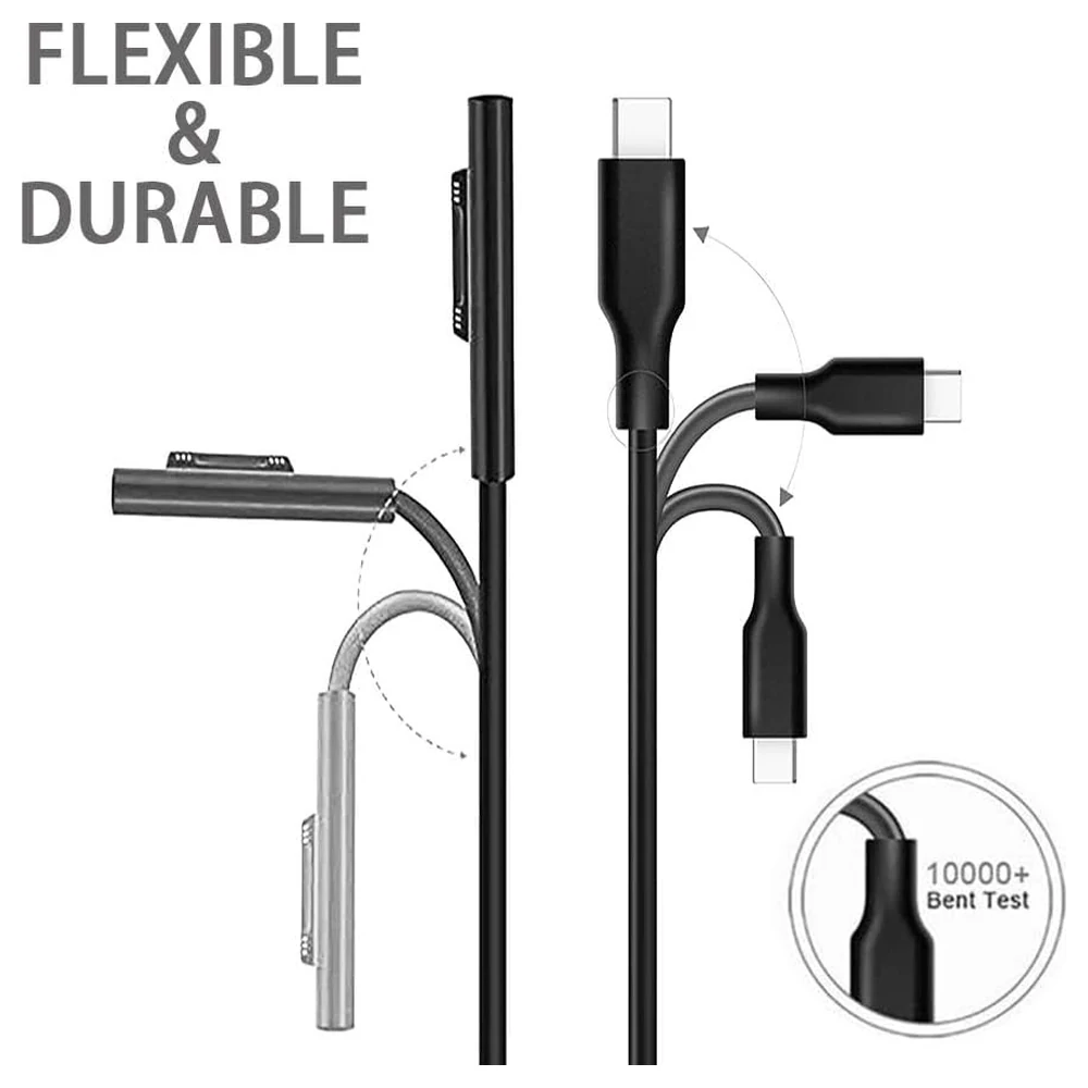 eWINNER 1.8m Surface Connect to USB-C Charging Cable, 15V 3A PD Charging with LED Indicator for Microsoft Surface Pro, Surface Laptop, Surface Go and Surface Book - DE-5YNE-8A2G - Image 7