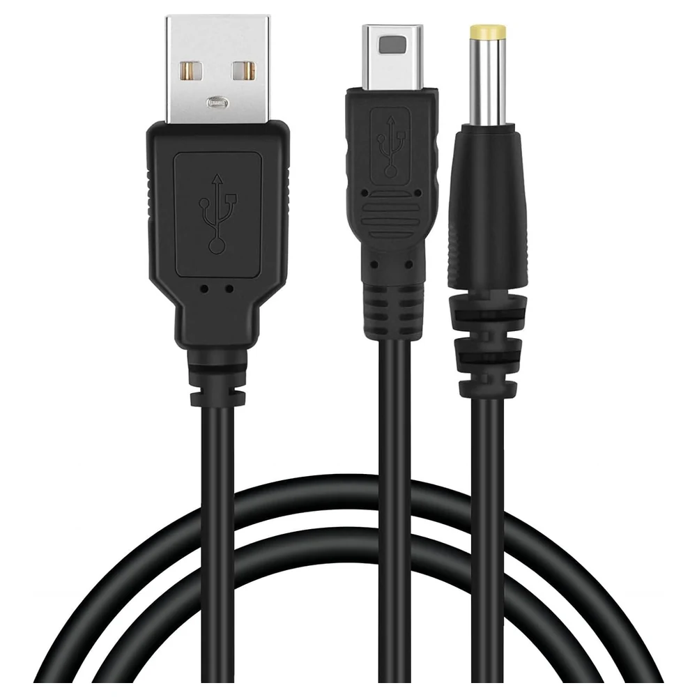 eWINNER 2 in 1 USB Charging and Data Cable for Sony PSP 1000, 2000 and 3000, 1.2m Charger Lead with Mini USB and DC Power Plug - R3-XX9R-EGXC - Image 2