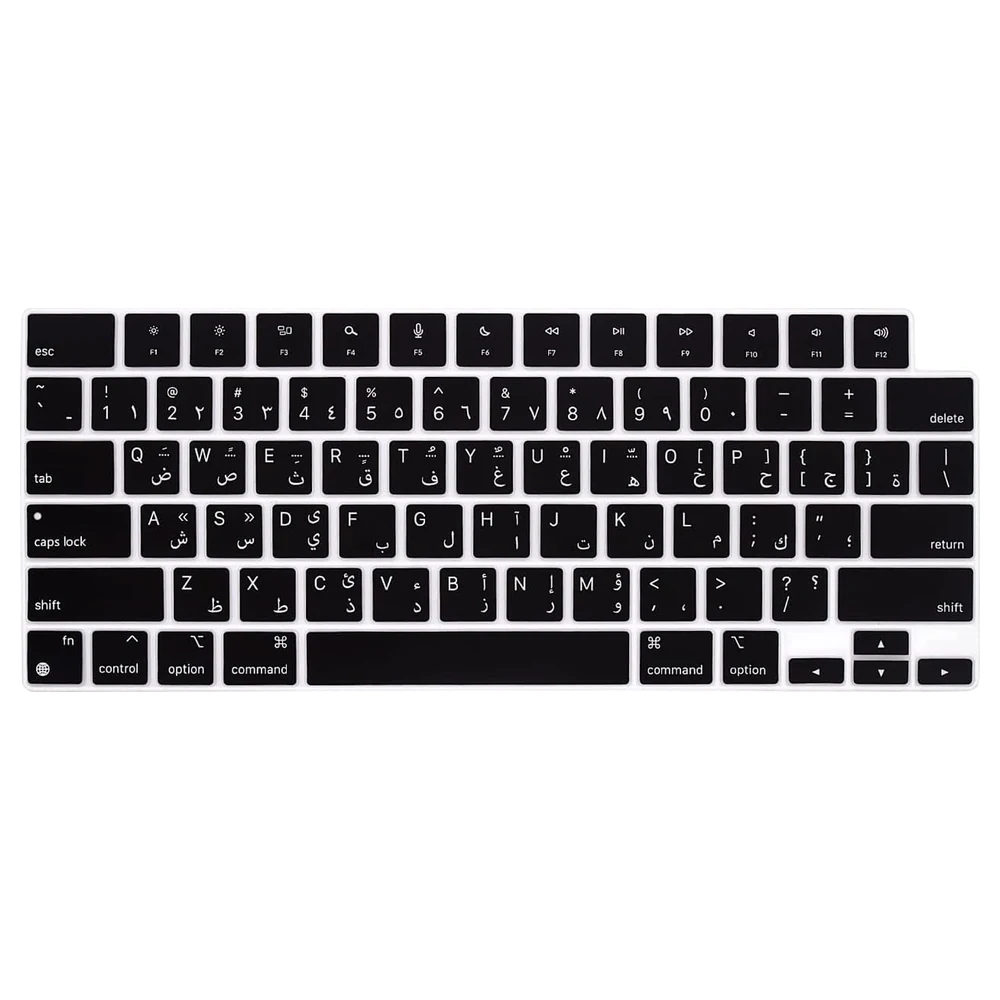 eWINNER Arabic English Silicone Keyboard Cover for MacBook Air 13.6 inch M2 and MacBook Pro 14 and 16 inch M1 and M2 Pro Max, Ultra Thin US Layout Skin - ZJ-BDZ1-VTAI