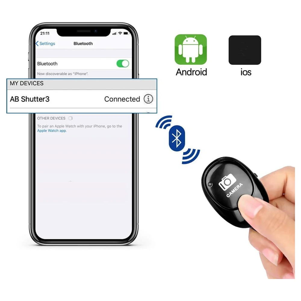 eWINNER Bluetooth Wireless Camera Remote Shutter, Pocket Selfie Clicker with 10m Range for iPhone, iPad and Android Phones and Tablets, Black - EI-VZCY-VEGU - Image 2