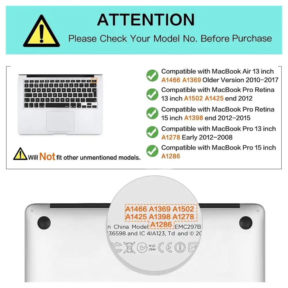 eWINNER Clear Silicone Keyboard Cover for MacBook Air 13 A1466 A1369 and MacBook Pro 13 15 17 Inch A1278 A1425 A1502 A1286 A1398 A1297, EU Layout - L3-XHO6-8IBN - Image 2