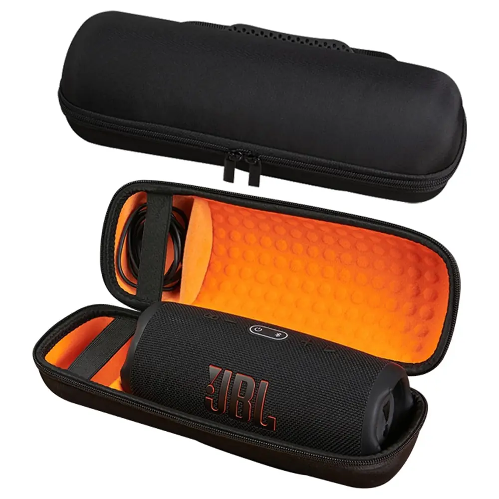 eWINNER Hard EVA Travel Case for JBL Charge 5 and Charge 4 Bluetooth Speaker, Shockproof Carrying Case with Shoulder Strap, Double Zippers and Accessory Pocket, Black - AT-ZLIY-PBZA