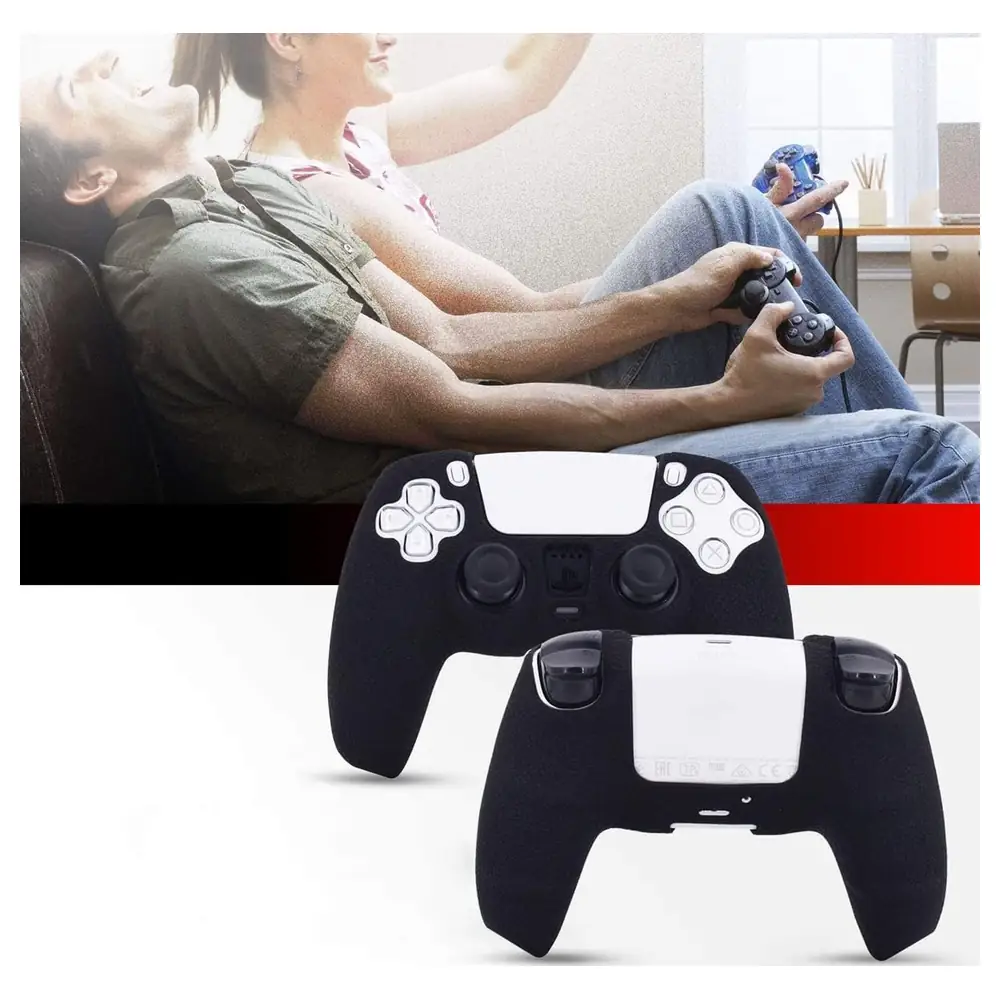 eWINNER Leather Texture Silicone Cover for PS5 DualSense Wireless Controller, Anti-Slip Sweat-Proof Grip Skin with Full Coverage and Precise Cutouts, Black - X7-DQCP-71LP - Image 7