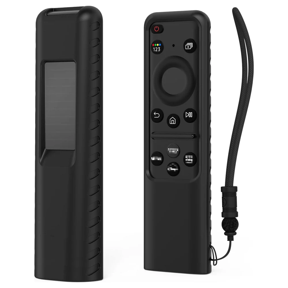 eWINNER Silicone Remote Cover for Samsung 2023 2024 SolarCell TV Remote TM2360E TM2361E BN59-01432A, Shockproof Anti-Slip Case with Lanyard, Black - C7-4CY0-UPEP