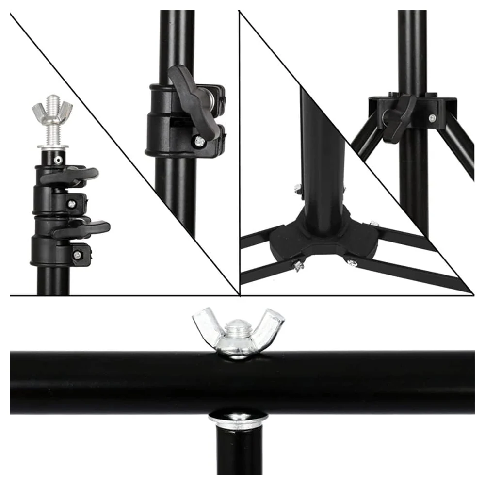 eWINNER T-Shape Backdrop Stand Kit 150 cm Wide, Height Adjustable up to 200 cm, Aluminium Alloy with 4 Spring Clamps and Carry Bag for Photo Studio and Video - JP-JBQQ-FZD9 - Image 4