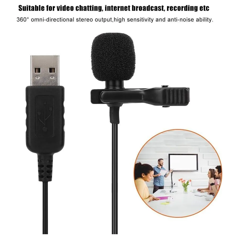 eWINNER USB Lavalier Clip-on Microphone, Plug and Play Omnidirectional Lapel Mic with 1.5m Cable and Foam Windscreen for PC, Mac and Laptop Streaming and Podcasts - J8-8AV9-8F5K - Image 2