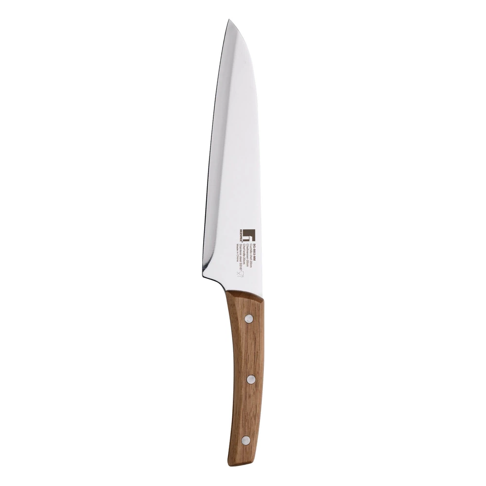 Bergner Nature 18-10 Stainless Steel Chef Knife Wooden Handle, 20 cm Blade - BG8853MM