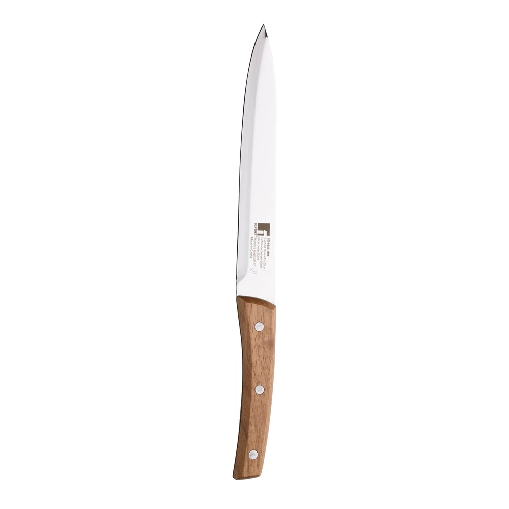 Bergner Nature 18-10 Stainless Steel Slicer Knife Wooden Handle, 20 cm Blade - BG8855MM