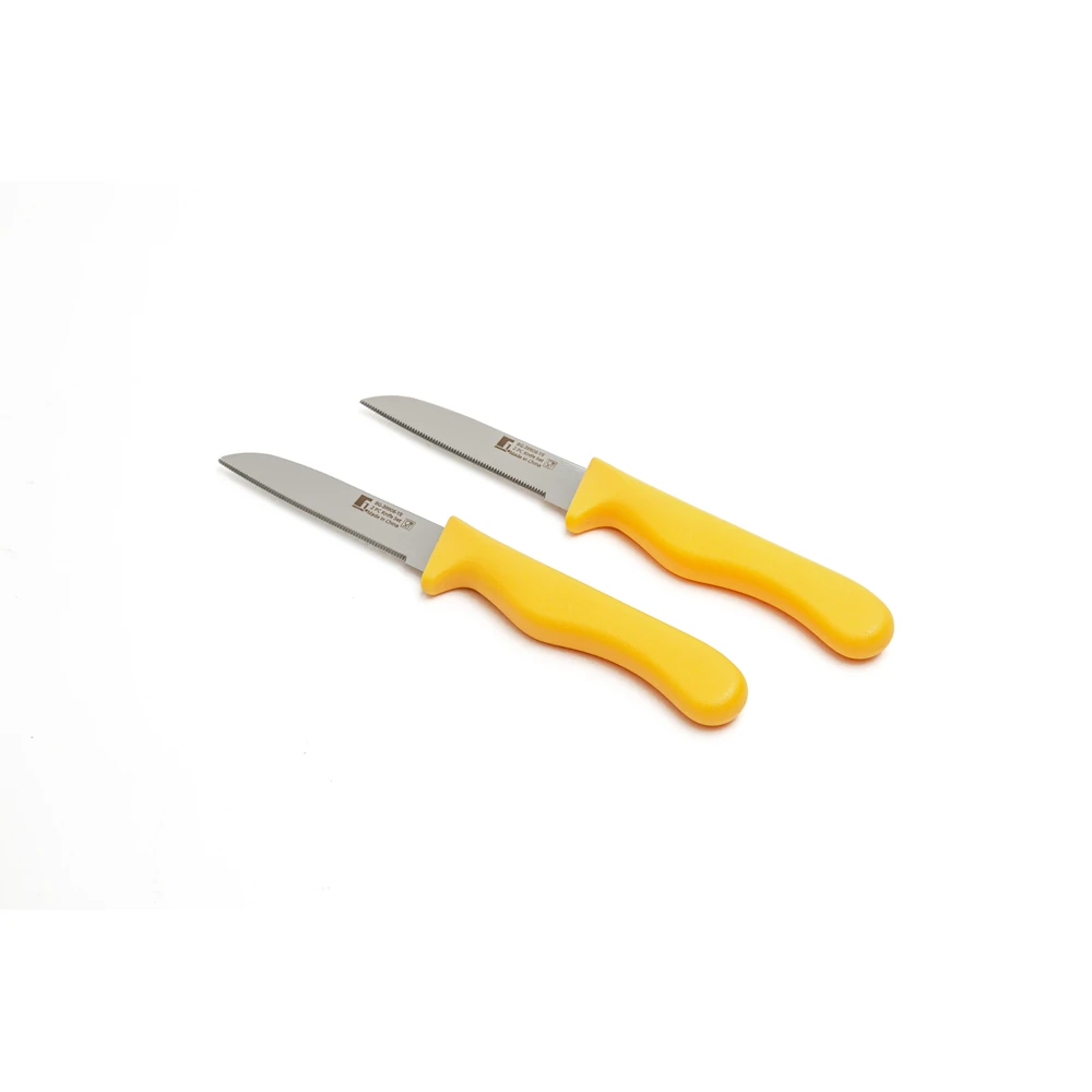 Bergner Ocasa 2-Piece Stainless Steel Fruit Knife Set with Serrated Blades and Yellow Handles - BG39906YE