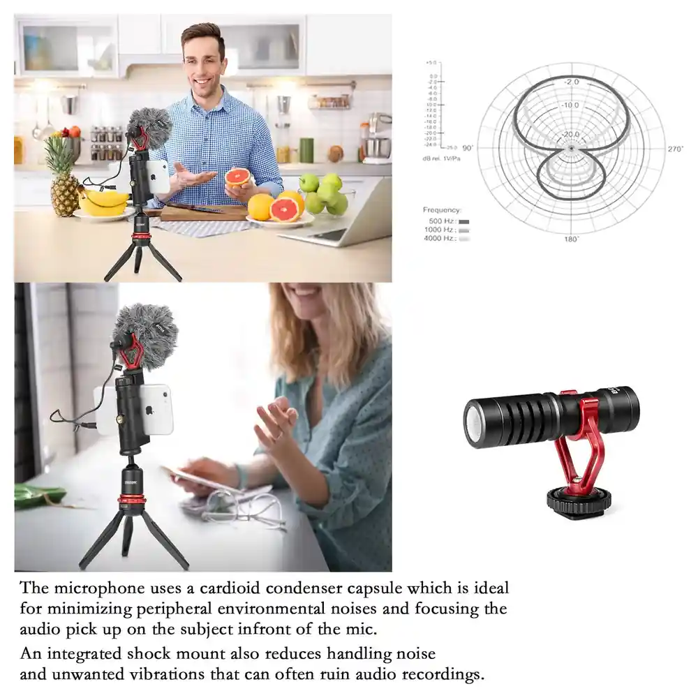 BOYA BY-MM1 Compact On-Camera Shotgun Microphone with Shock Mount, Furry Windshield and TRS TRRS Cables for Smartphones, DSLR Cameras and Camcorders - 02-HDK3-TXYO - Image 2