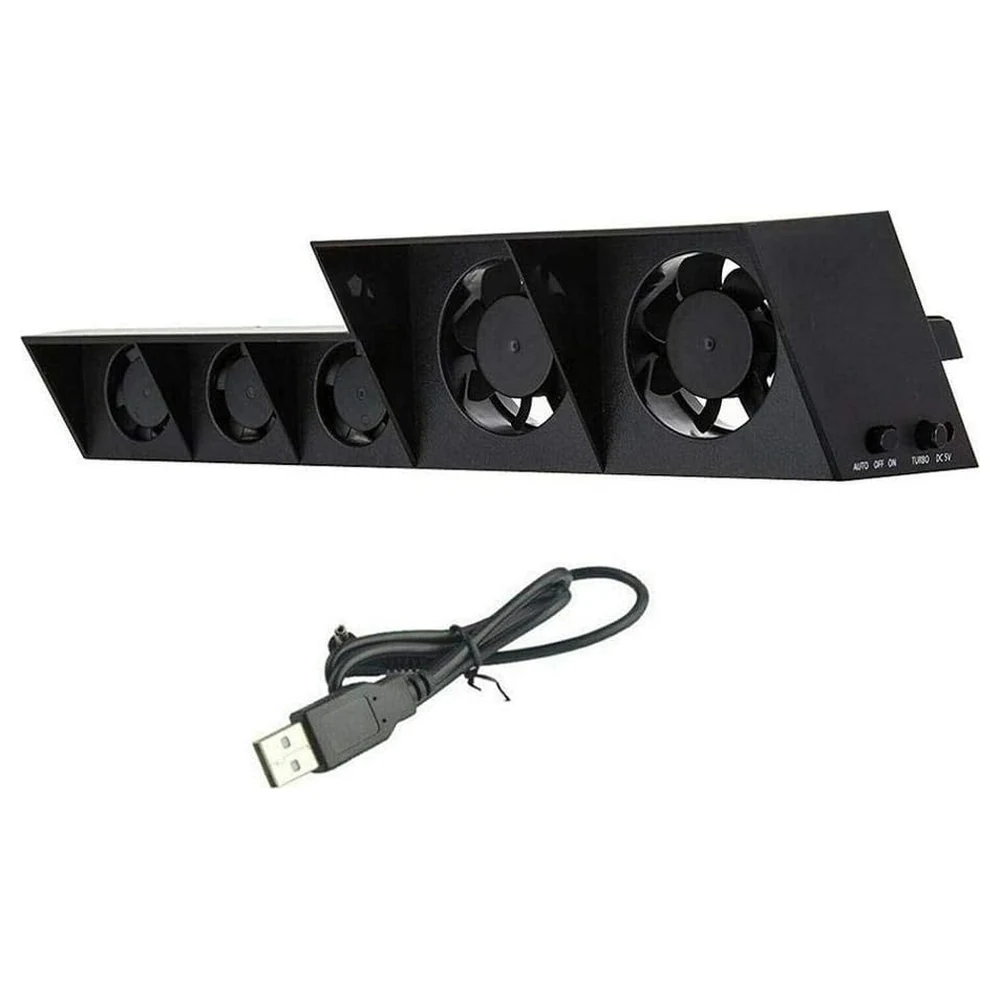 DOBE External USB Cooling Fan for PS4, 5-Fan Turbo Cooler with Automatic Temperature Control Mode, 5V USB Powered, Black - 2724330149120 - Image 4