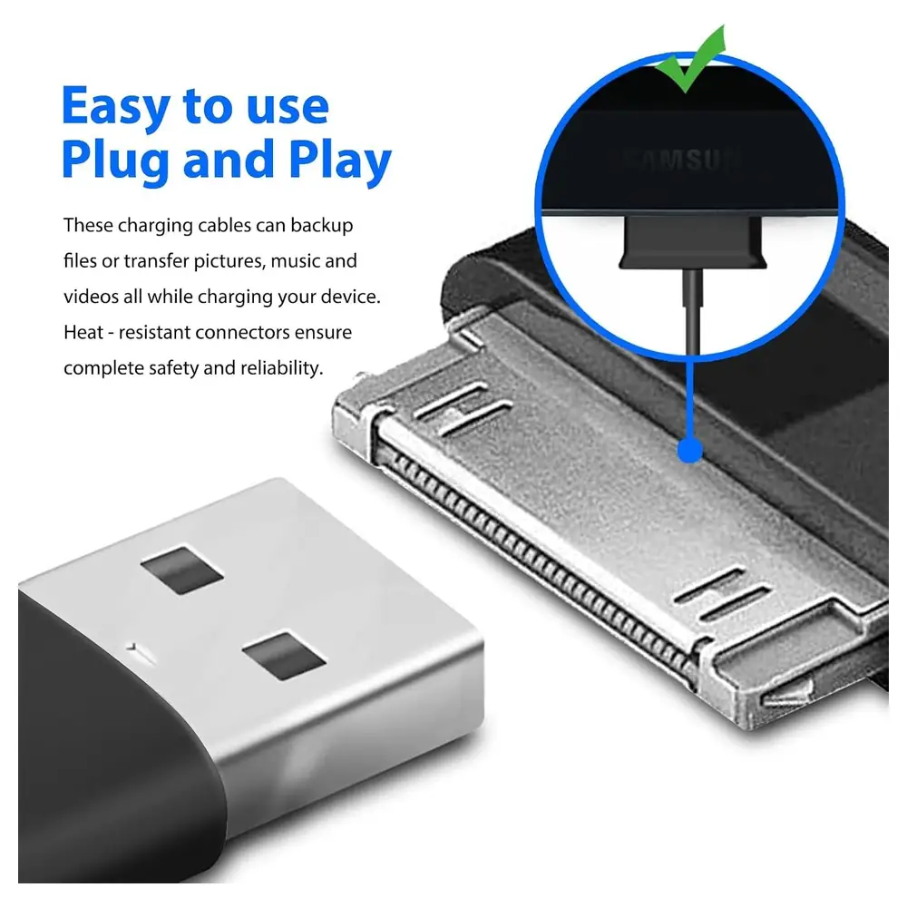 eWINNER 30-Pin to USB-A Charging and Data Sync Cable 2 Pack, 1 m Cord for Samsung Galaxy Tab 2, Galaxy Tab 10.1 and Galaxy Note 10.1 Tablets, Black - CI-E88K-N2KF - Image 4