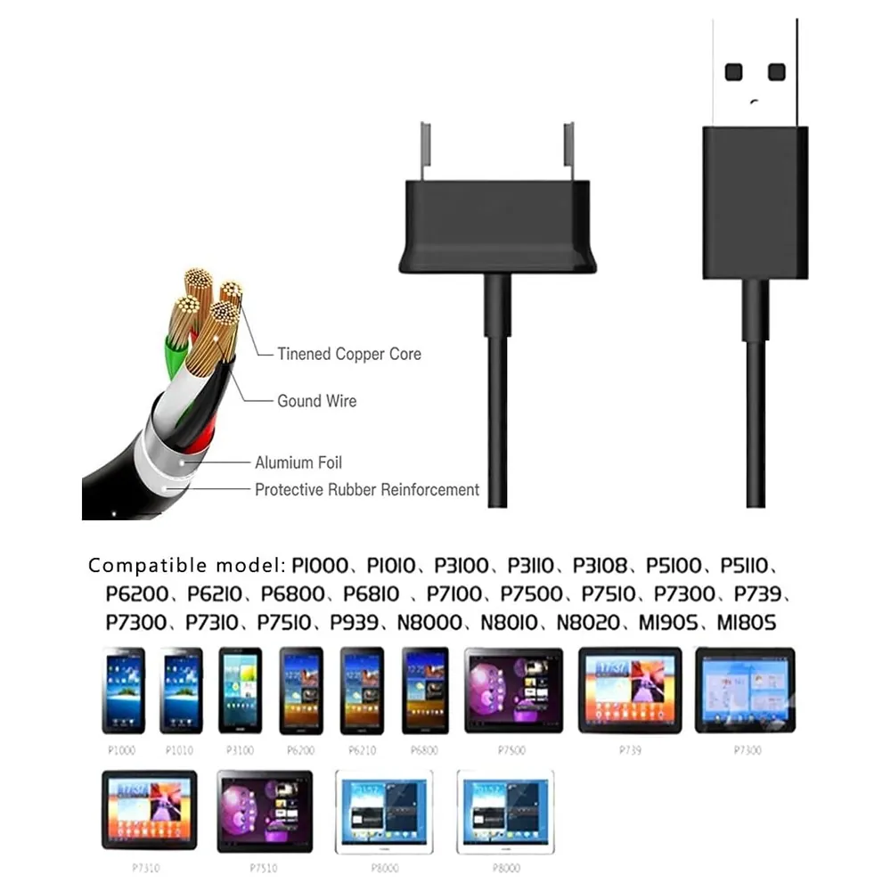 eWINNER 30-Pin to USB-A Charging and Data Sync Cable 2 Pack, 1 m Cord for Samsung Galaxy Tab 2, Galaxy Tab 10.1 and Galaxy Note 10.1 Tablets, Black - CI-E88K-N2KF - Image 7