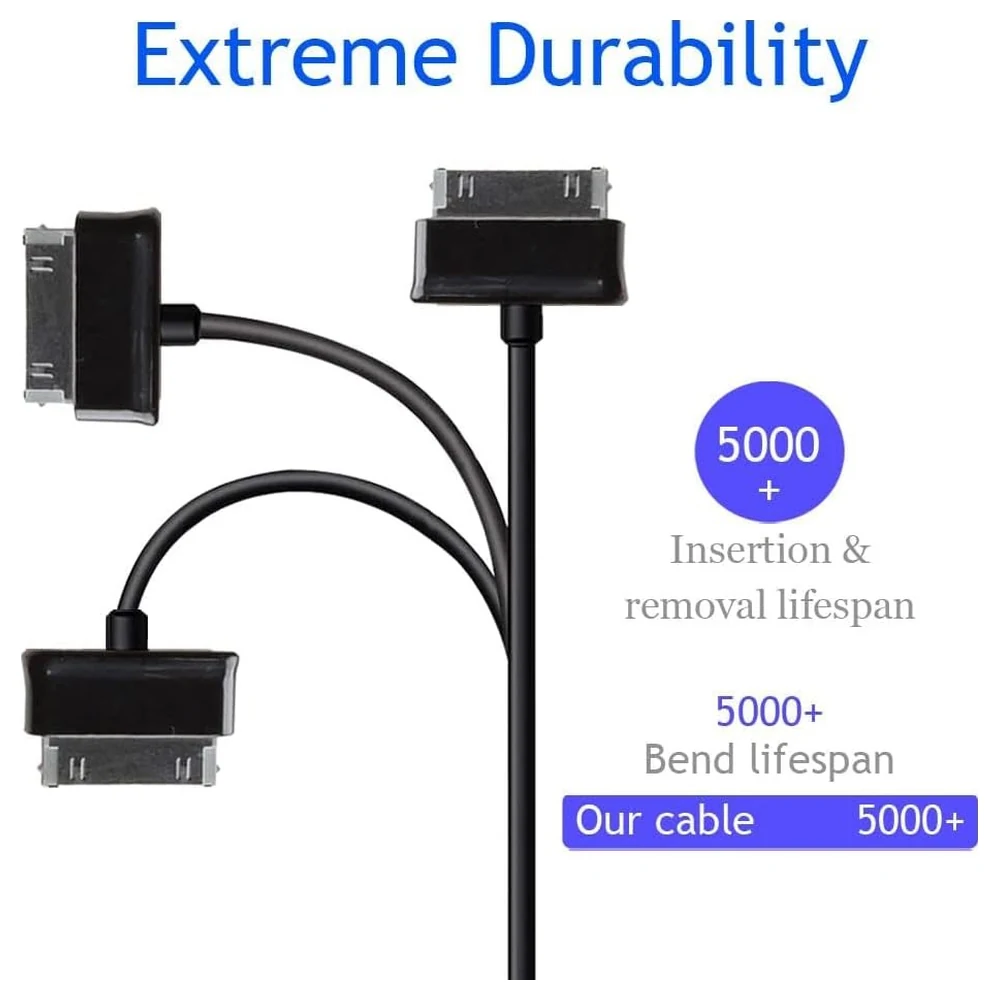eWINNER 30-Pin to USB-A Charging and Data Sync Cable 2 Pack, 1 m Cord for Samsung Galaxy Tab 2, Galaxy Tab 10.1 and Galaxy Note 10.1 Tablets, Black - CI-E88K-N2KF - Image 8