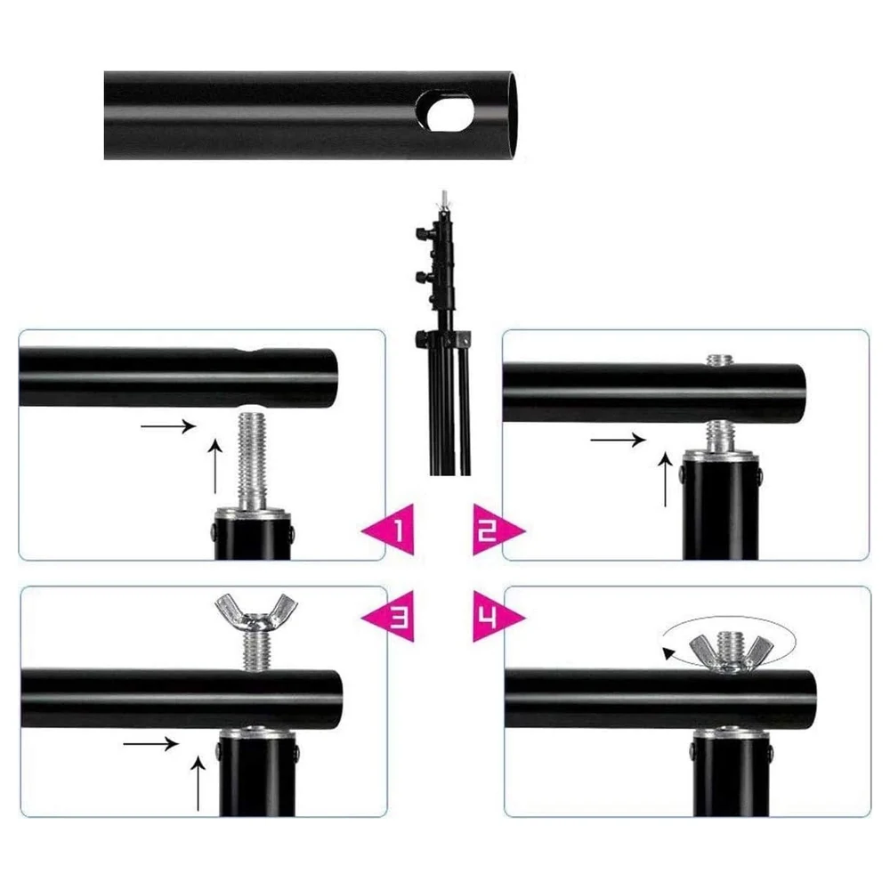 eWINNER Adjustable Photo Backdrop Support Stand Kit 2.6 x 3 m with 4 Crossbars, 2 Spring Clamps and Carrying Bag for Studio Photography and Live Streaming - OI-1IC7-D45H - Image 5