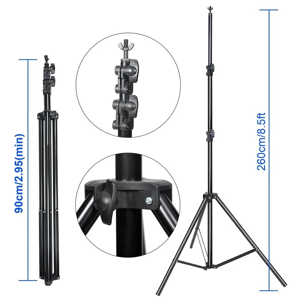 eWINNER Adjustable Photo Backdrop Support Stand Kit 2.6 x 3 m with 4 Crossbars, 2 Spring Clamps and Carrying Bag for Studio Photography and Live Streaming - OI-1IC7-D45H - Image 8