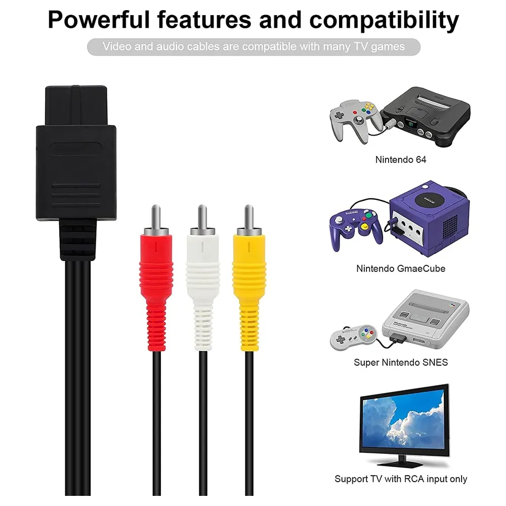 eWINNER Composite AV Cable for Nintendo 64, GameCube and Super Nintendo SNES, 1.8m Audio Video RCA Lead with Red White Yellow Plugs for TV - EE-5BM1-1W4H - Image 7