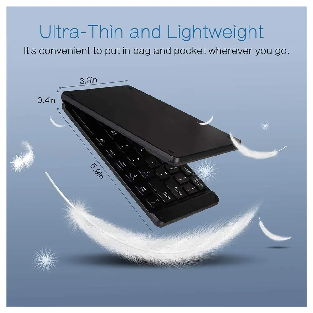 eWINNER Foldable Wireless Keyboard, Rechargeable Pocket-Size Slim Folding Keyboard with Scissor Keys for iOS, Android and Windows Phones, Tablets and PCs, Black - KI-YCOP-2SOB - Image 6