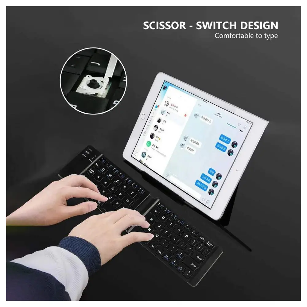 eWINNER Foldable Wireless Keyboard, Rechargeable Pocket-Size Slim Folding Keyboard with Scissor Keys for iOS, Android and Windows Phones, Tablets and PCs, Black - KI-YCOP-2SOB - Image 9