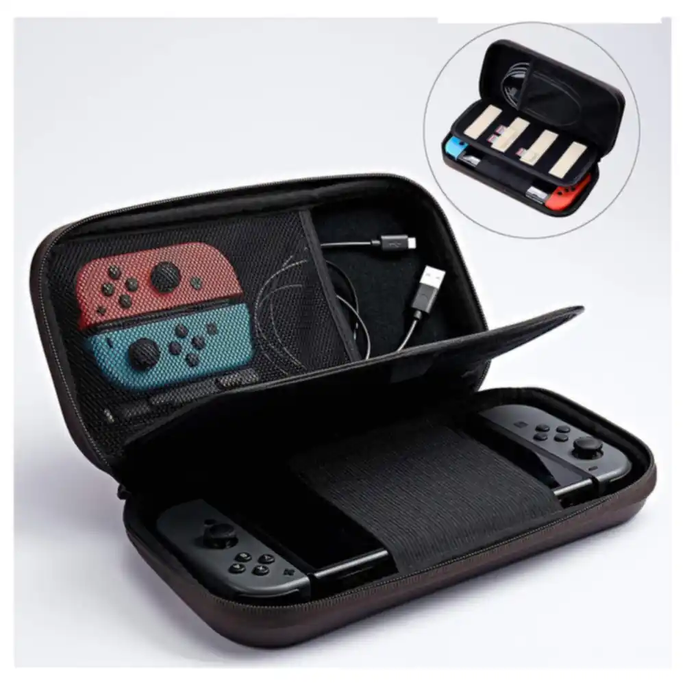 eWINNER Hard Shell Carrying Case for Nintendo Switch and Switch OLED, 3D Embossed Eye Design, Felt-Lined Interior with Mesh Accessory Pocket, Brown - NU-6UC3-TCQ5 - Image 3